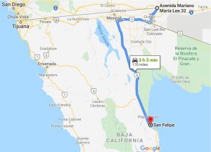 Route Map Los Algodones to San Felipe